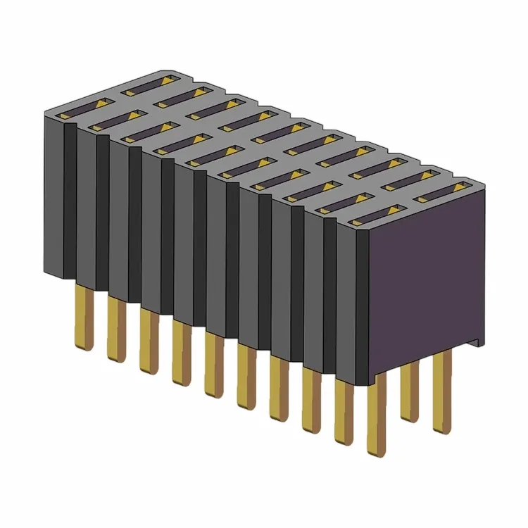 1,27x2,54 mm kvindelig overskrift dobbelt række 180 graders dukkert