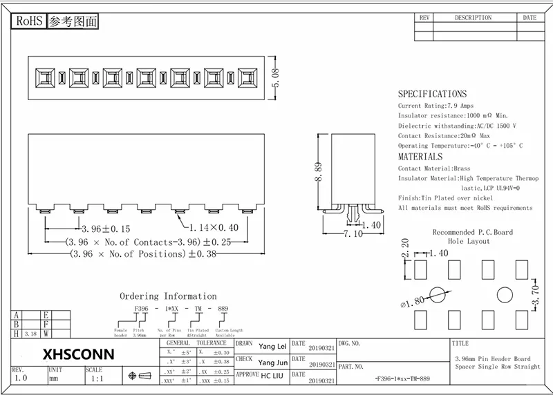 3,96 mm stikkontakt Single SMT