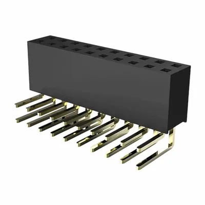 2,0 mm kvindelig overskrift dobbelt række højre vinkel dip H6,35 mm